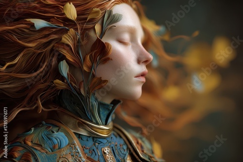 A person with closed eyes a...