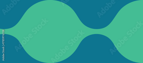 Teal Green Wave Geometric Background — Modern Minimal Vector Pattern with Curved Symmetrical Shapes for Abstract Design and Branding