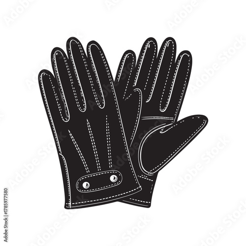 Black Colour gloves Vector Illustration, Solid White Background (1).eps