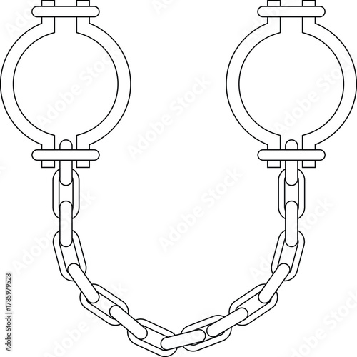 Chains Shackles Outline Icon Illustration on White Background