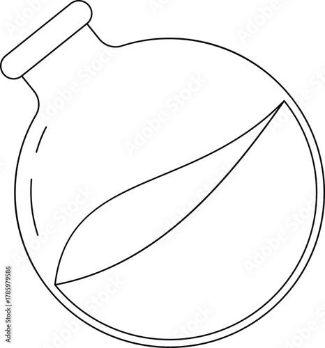 Round Flask Outline Icon Illustration on White Background