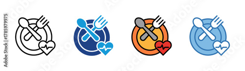 Nutrition icon set multiple style collection