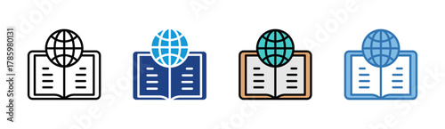 Library icon set multiple style collection