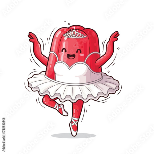 A cute jelly ballerina is dancing vector illustration of a cartoon character in a tutu and pointe shoes