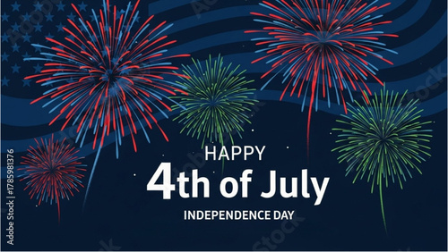 Happy 4th of July Independence Day fireworks celebration illustration