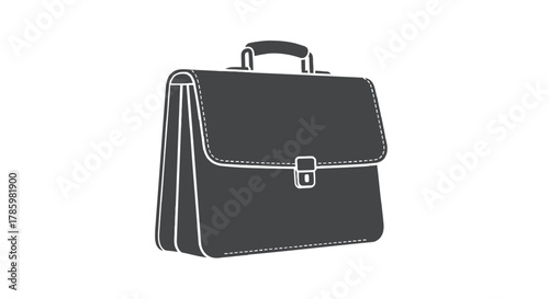 Classic dark gray briefcase with a handle and a simple latch isolated on a white background representing business and professionalism