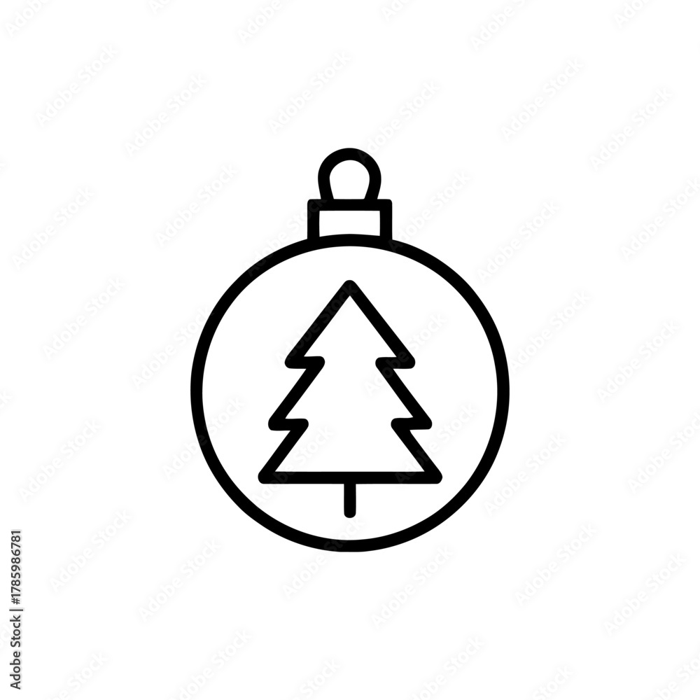 Fototapeta premium Christmas tree ornament simple line icon