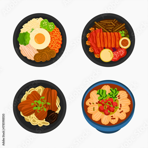 Traditional Korean Food Vector Set