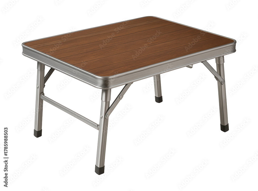 Fototapeta premium Weather-resistant collapsible picnic table for easy storage in your backyard.