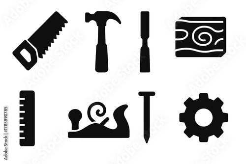 Silhouette collection of hand tools for woodworking projects