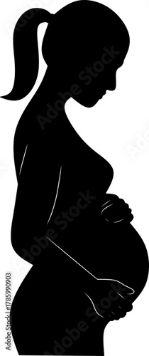 pregnant mother stroking her stomach, concept of mother's love for her child