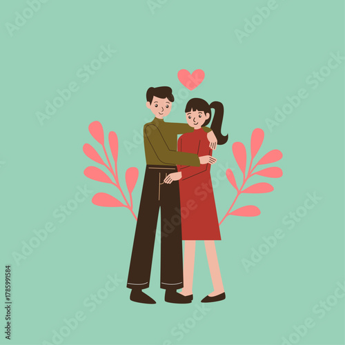 a man and woman standing illustration