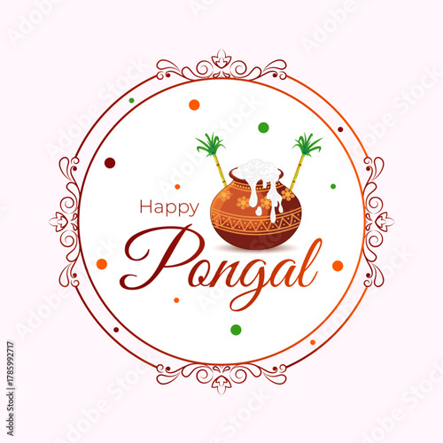 Vector illustration of Happy Pongal social media template