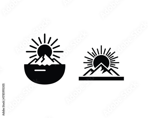 Minimalist Mountain Pine Tree Logos - Simple Adventure Nature Badge Collection