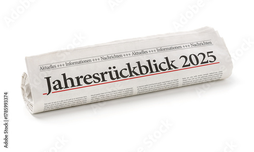 Fotografía Zeitungsrolle mit der Überschrift Jahresrückblick 2025