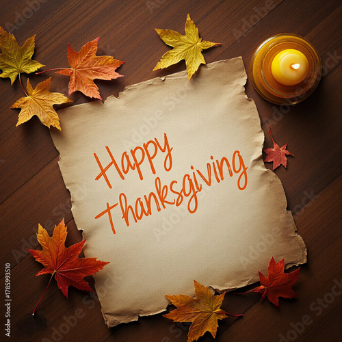 Autumn maple leaves frame with fall foliage on old wooden background for a Thanksgiving card design