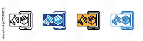 Marketing icon set multiple style collection