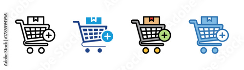 Cart icon set multiple style collection