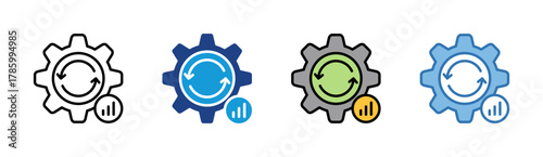 Process icon set multiple style collection