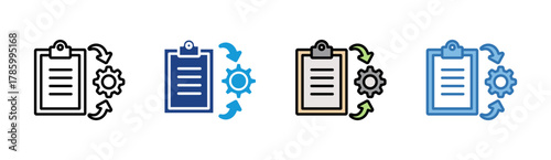Process icon set multiple style collection