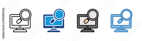 Online Search icon set multiple style collection