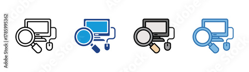 Data Research icon set multiple style collection