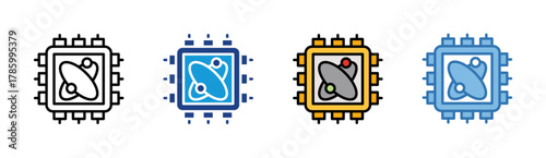 Ai Processor icon set multiple style collection