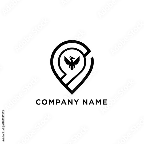 Free Download Phoenix Bird Location Pin Logo Design Concept. - GFXLoad
