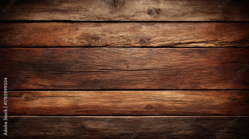 Fototapeta premium Rustic wooden texture background with rich brown tones, natural grain patterns, perfect for design, crafting, or interior decor projects and websites