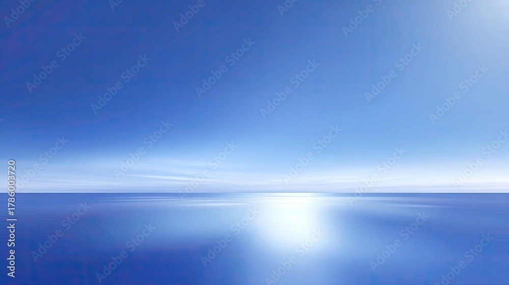 Obraz premium Vast Tranquil Ocean View Under Clear Blue Sky with Gentle Horizon and Soft Cloud Coverage Displaying Peaceful Calmness and Natural Serenity
