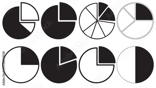 Line Block Pie Chart Wedge — Black Solid Data Finance Vector Icon