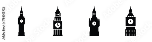 Big ben london clock tower silhouette vector illustration landmark architecture design england uk british isles