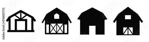 Download free vector silhouettes of barn houses for architectural design and illustration needs
