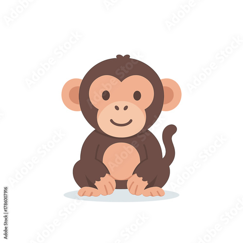 Monkey cartoon, flat vector illustration with chimp design
