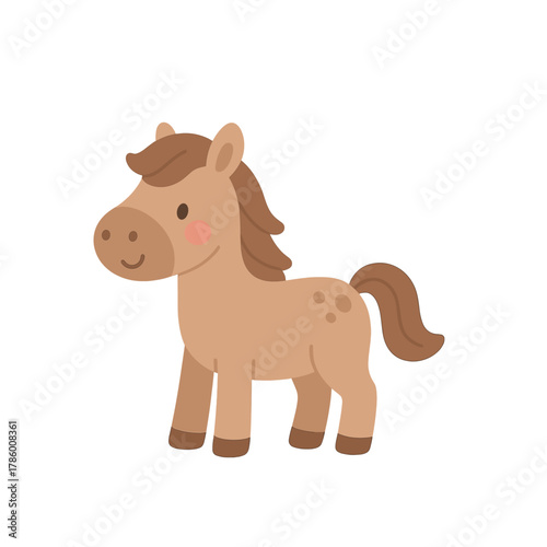 Cute horse vector illustration, flat vector style, cartoon animal, equine character
