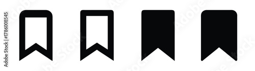 Bookmark ribbon vector set black and white design element for books page marker and reading material design