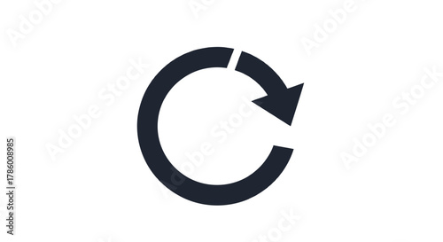 A dark gray circular arrow icon with a broken segment and an arrowhead indicating rotation on a white background