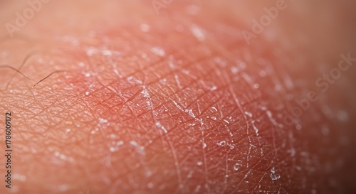 Close up view of irritated red skin with dry flaky patches indicating a skin condition needing medical attention