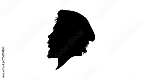 Che Guevara portrait, black isolated silhouette