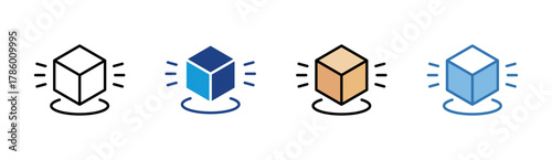 3D Cube icon set multiple style collection