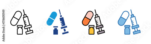 Vaccine Dose icon set multiple style collection