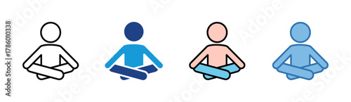 Yoga Pose icon set multiple style collection