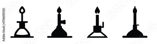 Illustration of bunsen burners for science experiments and laboratory equipment vector illustration