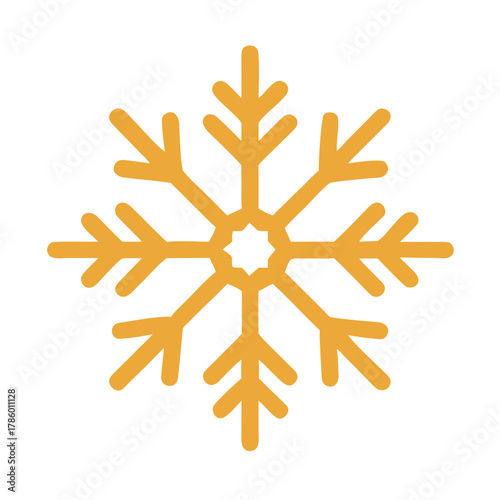 Yellow snowflake icon in simple flat design  