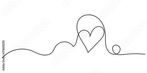Doodle drawing heart continues line icon on white page. Valentines day special hand-drawn heart line continues icon. Hand-drawn heart line continues line icon on white background EPS 10. 