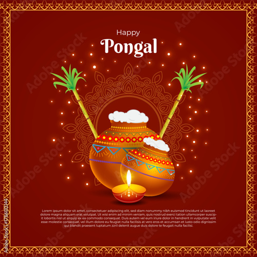 Vector illustration of Happy Pongal social media template