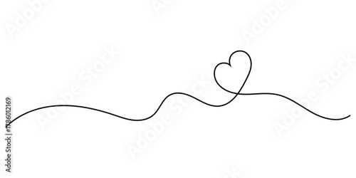 Doodle drawing heart continues line icon on white page. Valentines day special hand-drawn heart line continues icon. Hand-drawn heart line continues line icon on white background EPS 10. 