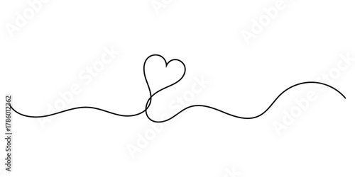 Doodle drawing heart continues line icon on white page. Valentines day special hand-drawn heart line continues icon. Hand-drawn heart line continues line icon on white background EPS 10. 