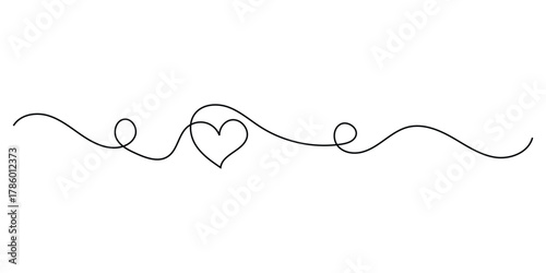 Modern isolated heart continues line drawing icons. Simple love drawing illustration line on white background. Valentine heart line drawing on white page. EPS 10. 