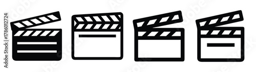 Film industry movie clapperboard vector illustration for filmmaking and video production design assets